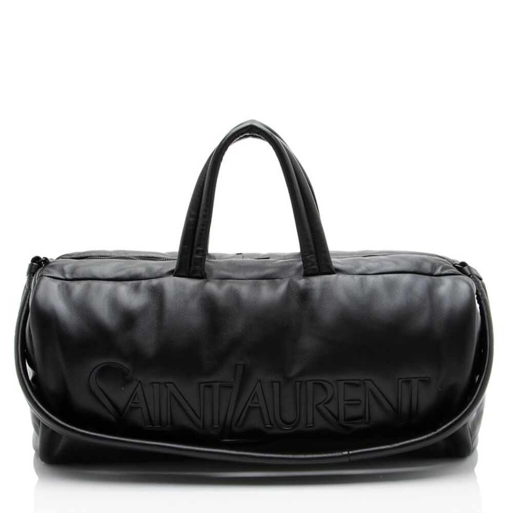Saint Laurent Lambskin Logo Puffer Duffle